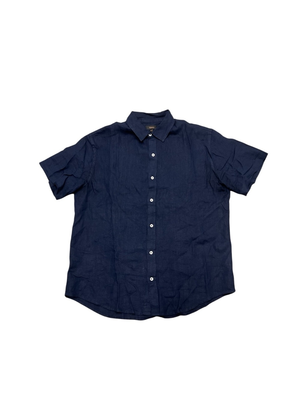 Quince Navy 100% Linen Short-Sleeve Button-Down Shirt size XL